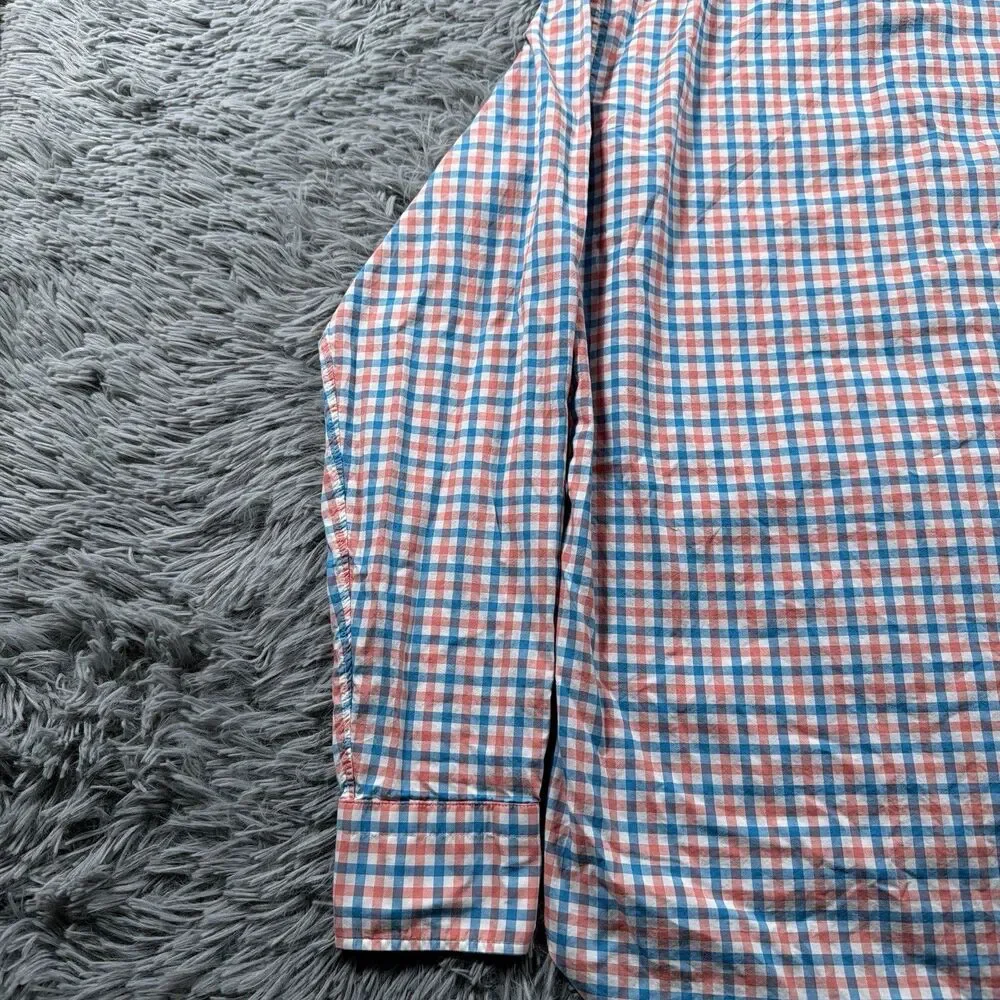 J Crew Shirt Medium Red Blue Button Up Ludlow Gingham Check Preppy Office Mens